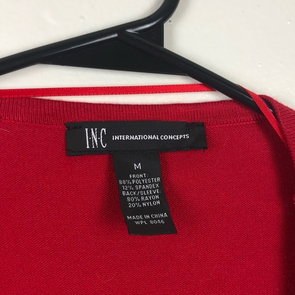 I.N.C International Concepts Red Sweater with Faux Suede Panels and Fringe - Picture 5 of 5